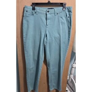 Talbots Simply Flattering 5-Pocket Pants Aqua Blue Green Straight Leg Size 10